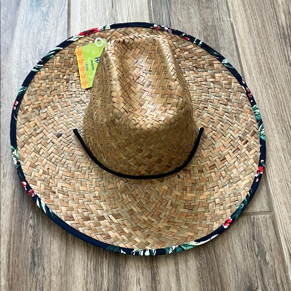 NEW Amscan Adult Straw Sun Hat with Floral Trim